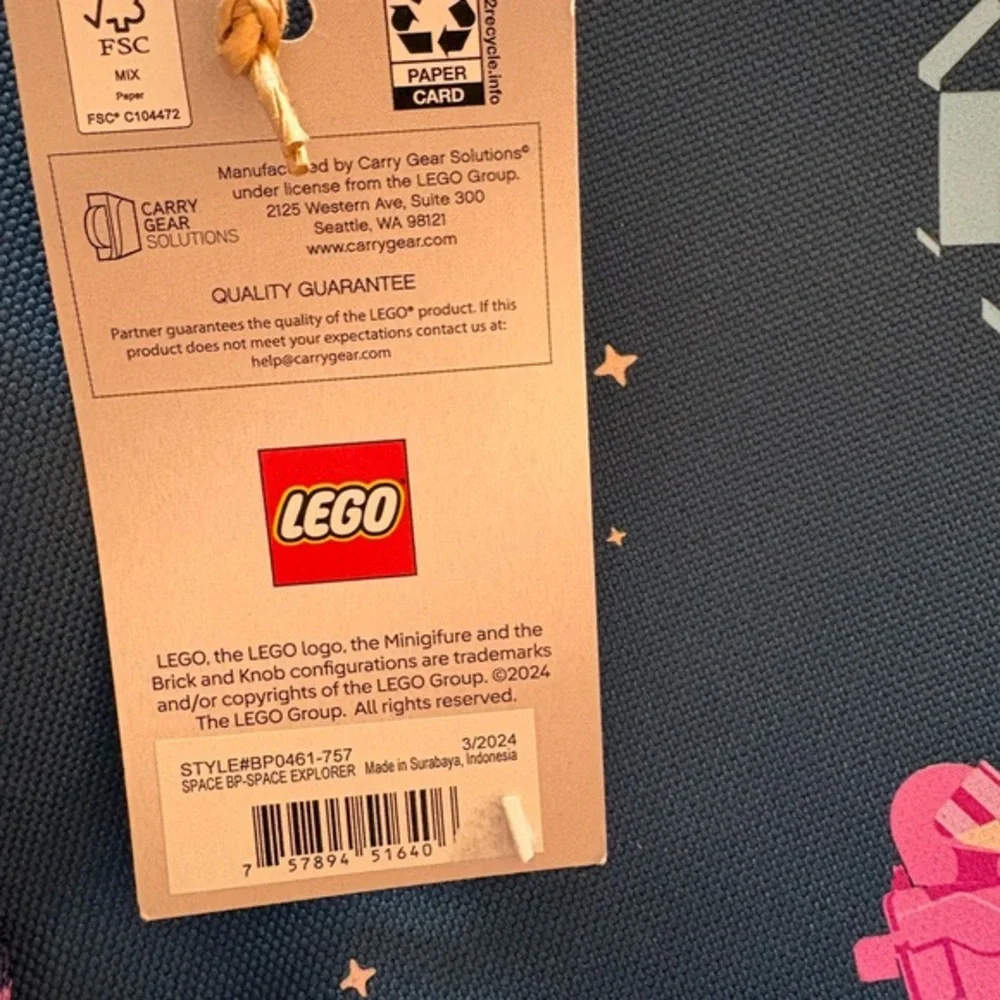 Lego Space Explorers‎ Backpack. NWT